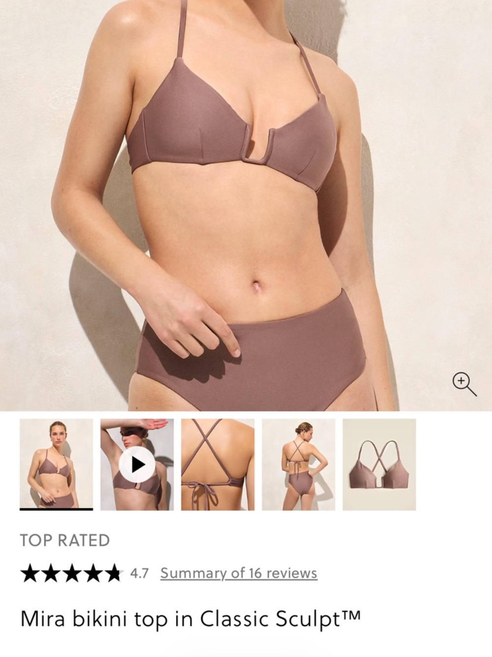 J. Crew Smoky Willow Wood Mira Bikini Top, M, NWT